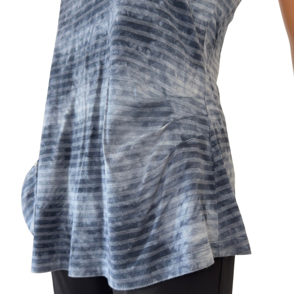 Karen Millen Blue Tie Dye Striped Racerback Tank Top Asymmetrical Hem Size 14 - Picture 5 of 9